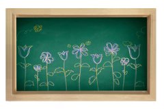 Çiçekli Okul Tahtası Tablosu Naturel Ahşap Çerçeve - 100x200