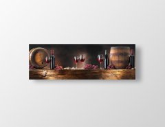 Şarap Ve Fıçı Tablosu Çerçevesiz - 90x30