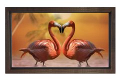 Kuğular Tablosu Kahverengi Ahşap Çerçeve - 45x30