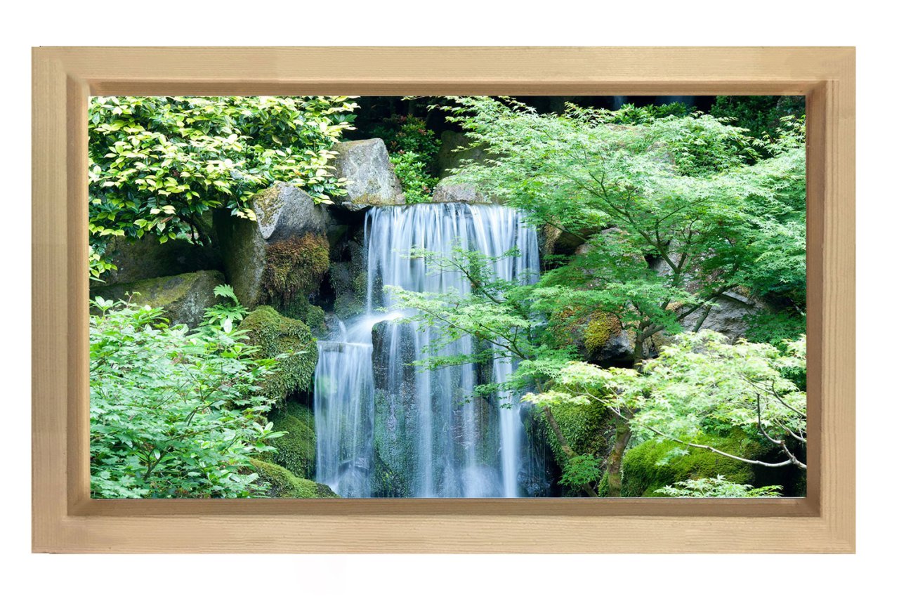 Orman Şelalesi Tablosu Naturel Ahşap Çerçeve - 50x70