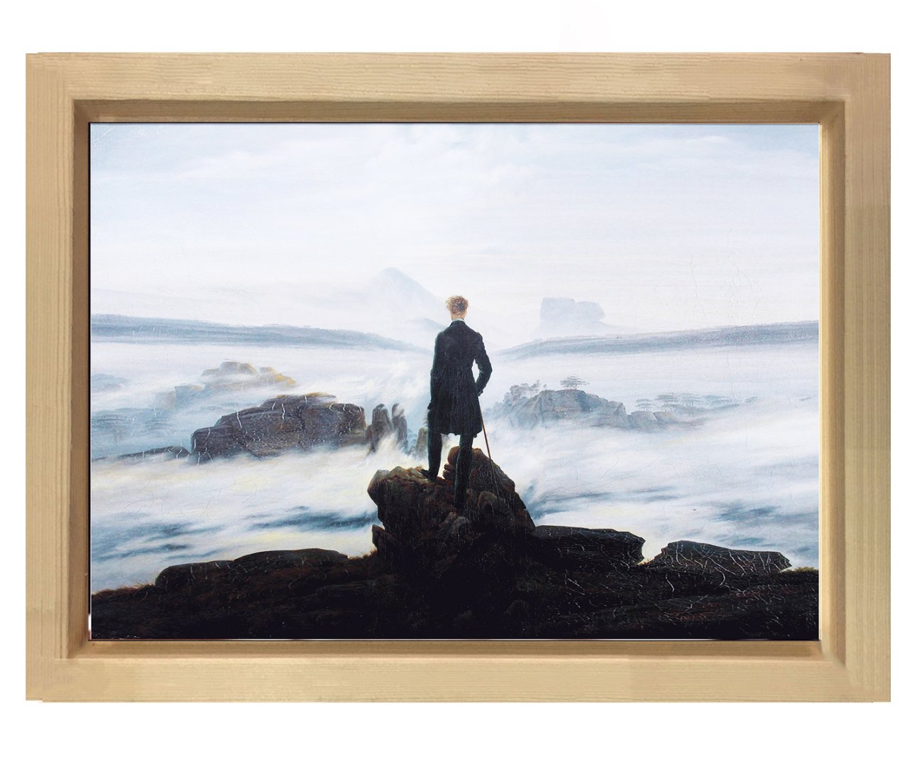 Caspar David Friedrich - Bulutların Üzerinde Yolculuk Tablosu Naturel Ahşap Çerçeve - 100x200