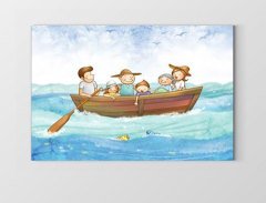 Mutlu Kayık Tablosu Çerçevesiz - 40x60