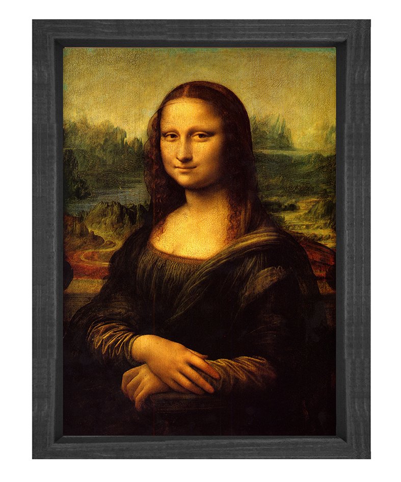 Mona Lisa Tablosu Siyah Ahşap Çerçeve - 45x30