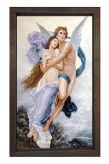 Melekler Tablosu Kahverengi Ahşap Çerçeve - 100x150