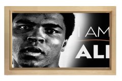 Muhammed Ali Siyah Beyaz Tablosu Naturel Ahşap Çerçeve - 70x100