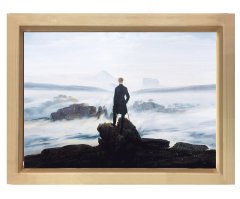 Caspar David Friedrich - Bulutların Üzerinde Yolculuk Tablosu Naturel Ahşap Çerçeve - 50x70