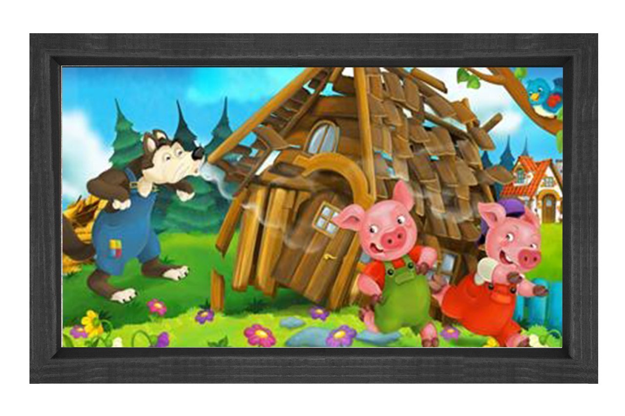 Kurt Ve Domuzcuk Tablosu Siyah Ahşap - 100x200