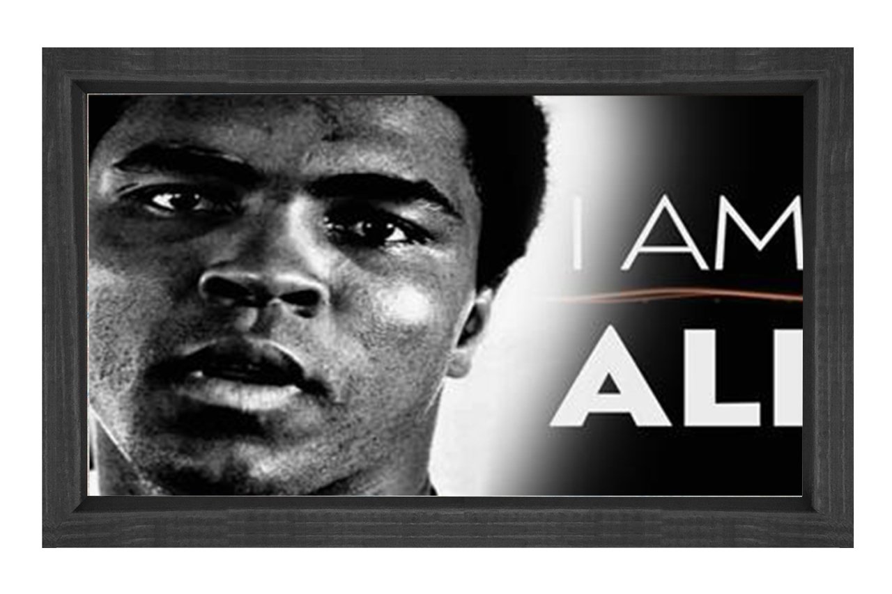 Muhammed Ali Siyah Beyaz Tablosu Siyah Ahşap Çerçeve - 100x150