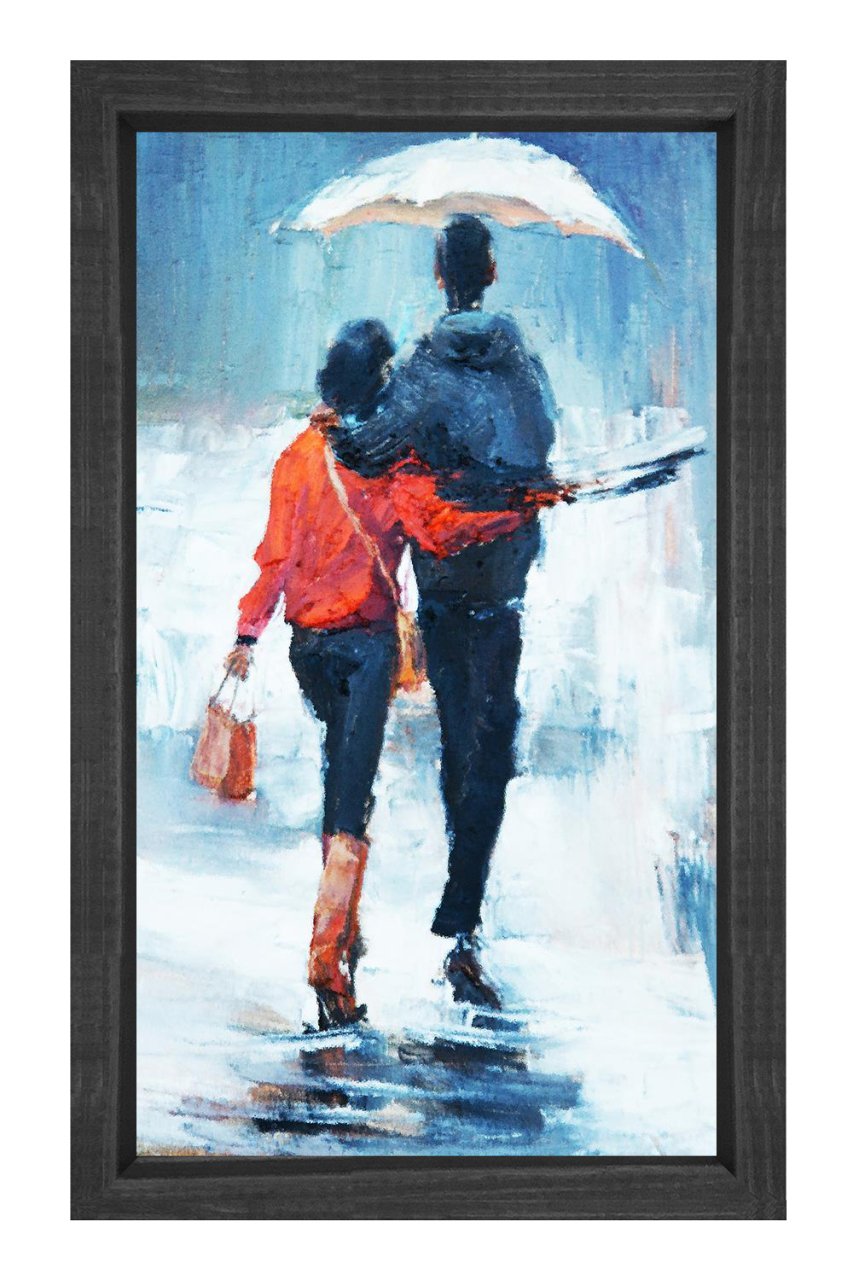 Aşık Çift Tablosu Siyah Ahşap Çerçeve - 70x100