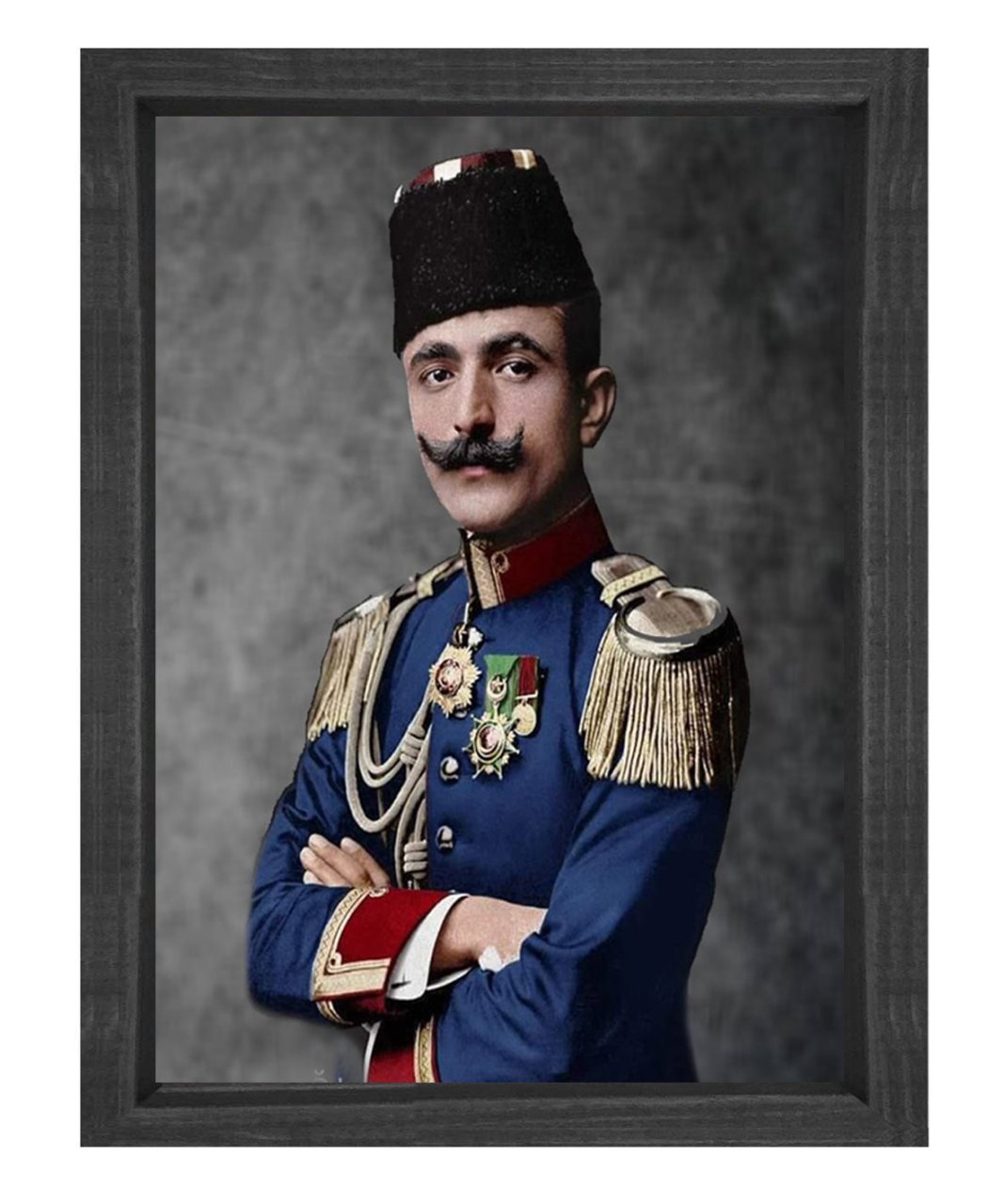 Enver Paşa Tablosu Siyah Ahşap Çerçeve - 45x30