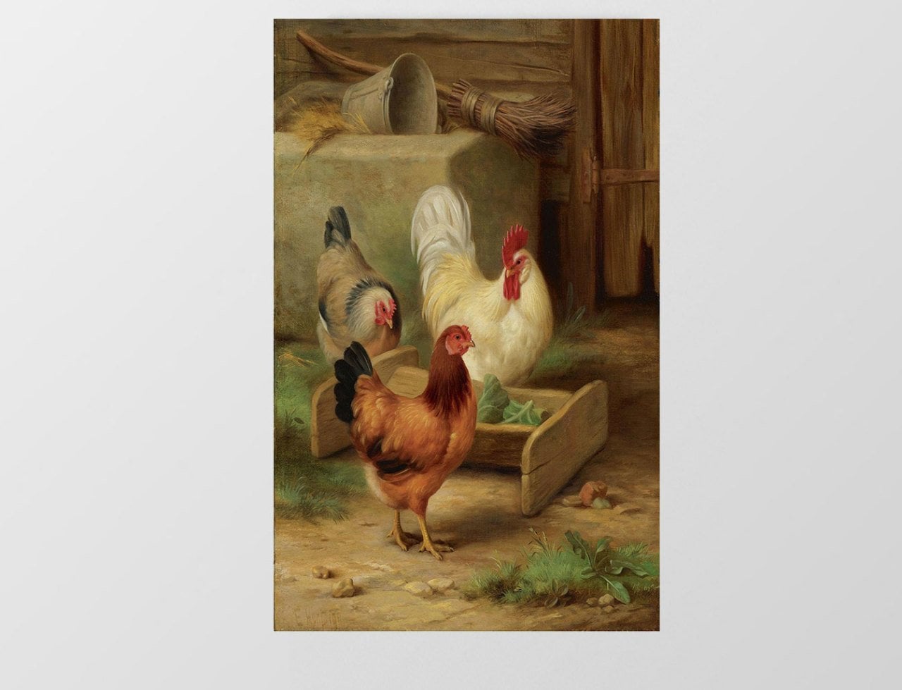 Köy Tavukları Tablosu Çerçevesiz - 100x200