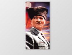 Atatürk Ve Bayrak Tablosu Çerçevesiz - 45x30