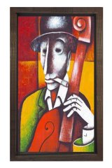 Marinne Vias Keman Tablosu Kahverengi Ahşap Çerçeve - 40x60