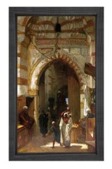 Han Kapısı Tablosu Siyah Ahşap Çerçeve - 50x90