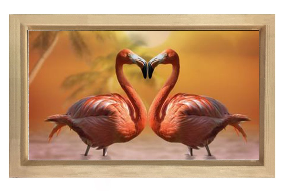 Kuğular Tablosu Naturel Ahşap Çerçeve - 45x30