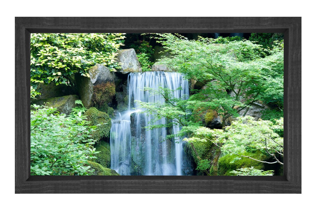 Orman Şelalesi Tablosu Siyah Ahşap Çerçeve - 50x90