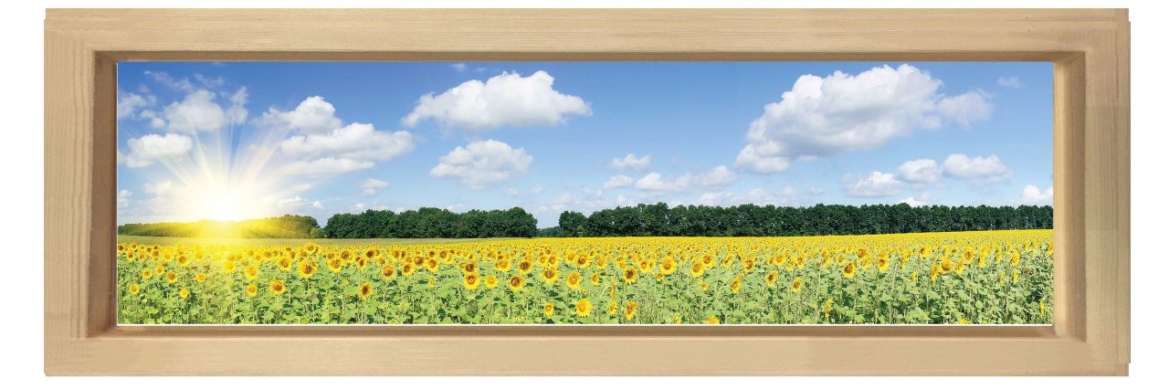 Ayçiçeği  Tarlası Tablosu Naturel Ahşap Çerçeve - 200x70