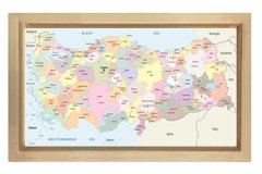 Türkiye Haritası Tablosu Naturel Ahşap Çerçeve - 100x150