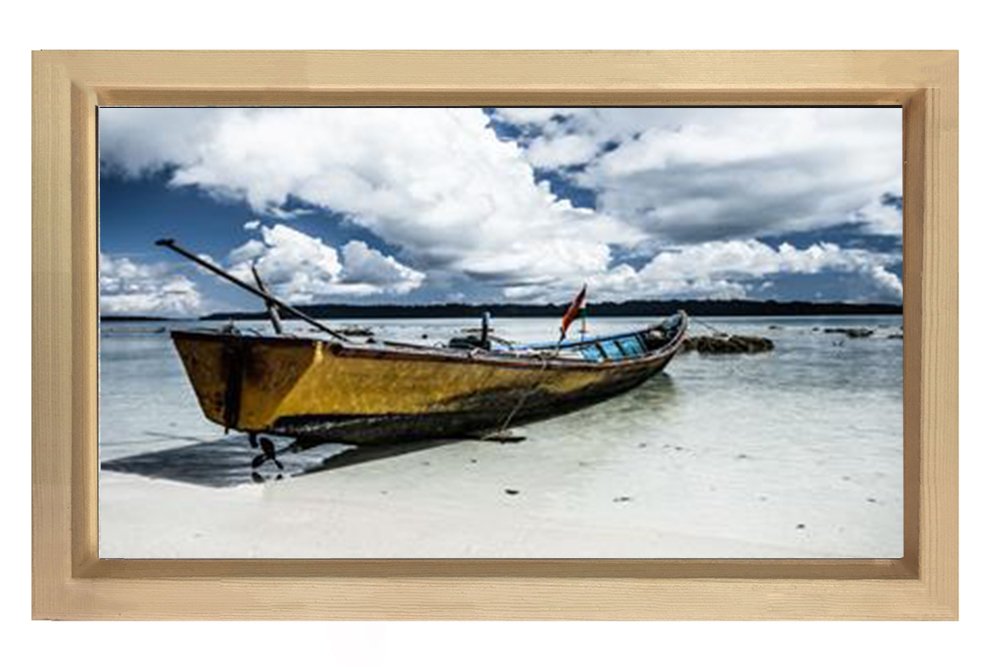 Kayıklar Tablosu Naturel Ahşap Çerçeve - 50x70