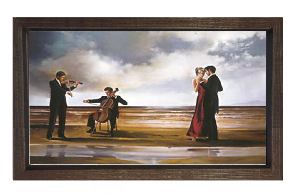 Müzisyenler ve Çift Tablosu Kahverengi Ahşap Çerçeve - 50x70
