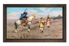 Çöl Kampı Tablosu Kahverengi Ahşap Çerçeve - 40x60