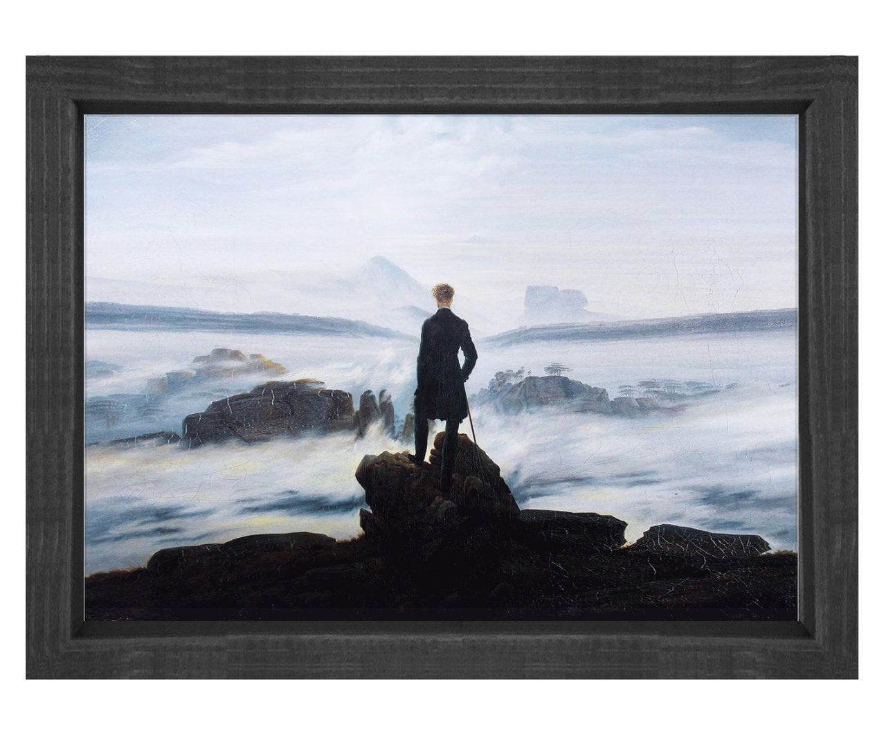 Caspar David Friedrich - Bulutların Üzerinde Yolculuk Tablosu Siyah Ahşap Çerçeve - 50x70
