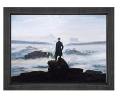 Caspar David Friedrich - Bulutların Üzerinde Yolculuk Tablosu Siyah Ahşap Çerçeve - 50x70