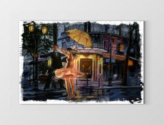 Romantik Gece Tablosu Çerçevesiz - 50x90