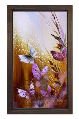 Kelebekler Tablosu Kahverengi Ahşap - 100x200
