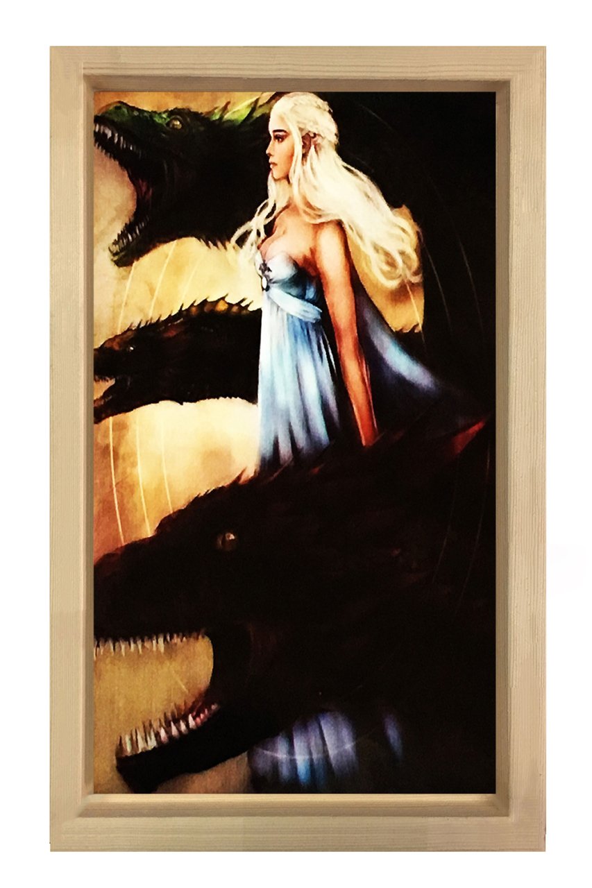 Ejderha Annesi Tablosu Naturel Ahşap Çerçeve - 50x90