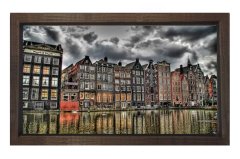 Amsterdam ve Amstel Irmağı Tablosu Kahverengi Ahşap - 40x60