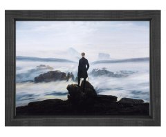Caspar David Friedrich - Bulutların Üzerinde Yolculuk Tablosu Siyah Ahşap Çerçeve - 70x100