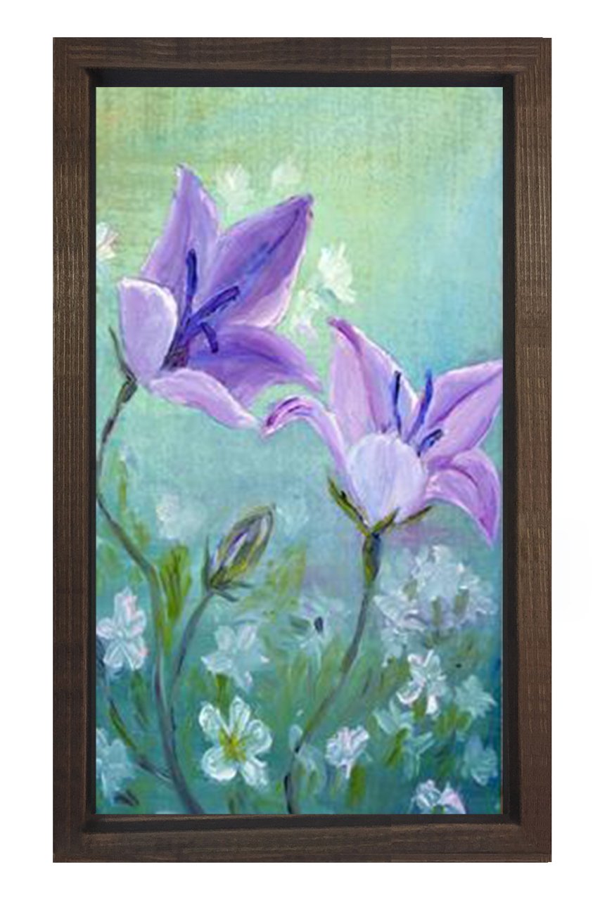 Mor Menekşe Tablosu Kahverengi Ahşap Çerçeve - 50x90