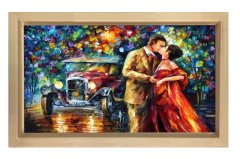 Vintage Araba Ve Çift Tablosu Naturel Ahşap - 45x30