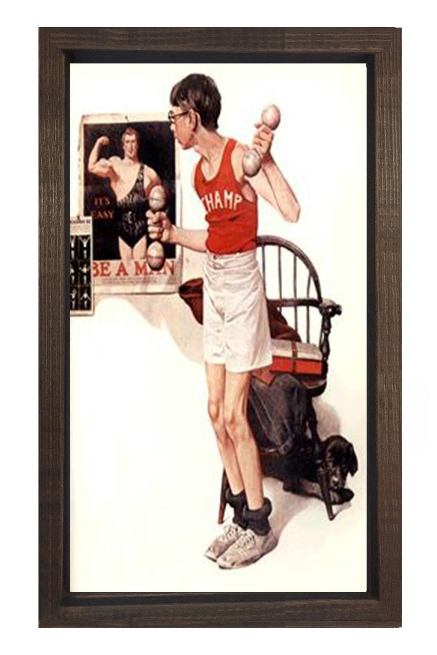 Vintage Sporcu Tablosu Kahverengi Ahşap Çerçeve - 50x70