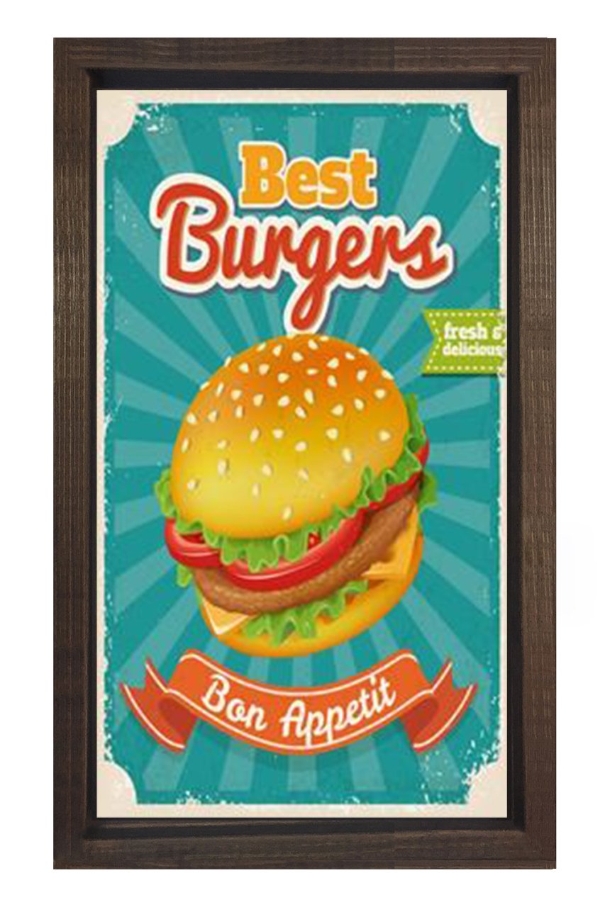 En İyi Hamburger Tablosu Kahverengi Ahşap - 45x30