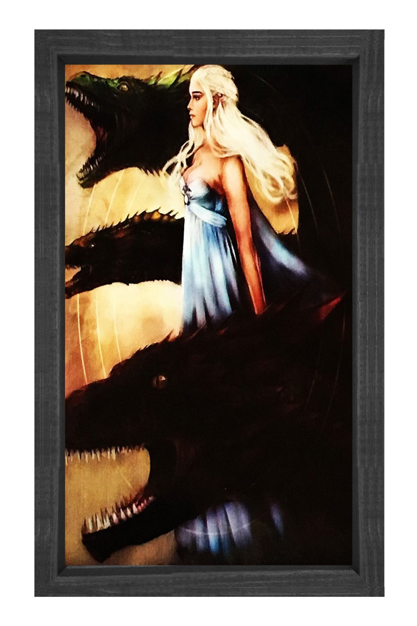 Ejderha Annesi Tablosu Siyah Ahşap Çerçeve - 50x90