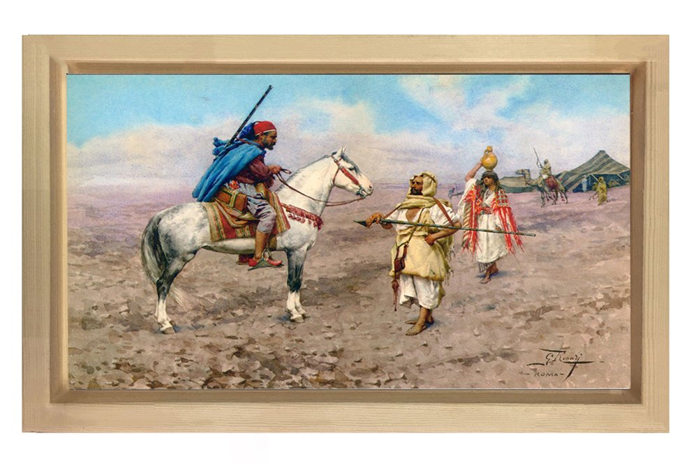 Çöl Kampı Tablosu Naturel Ahşap Çerçeve - 45x30