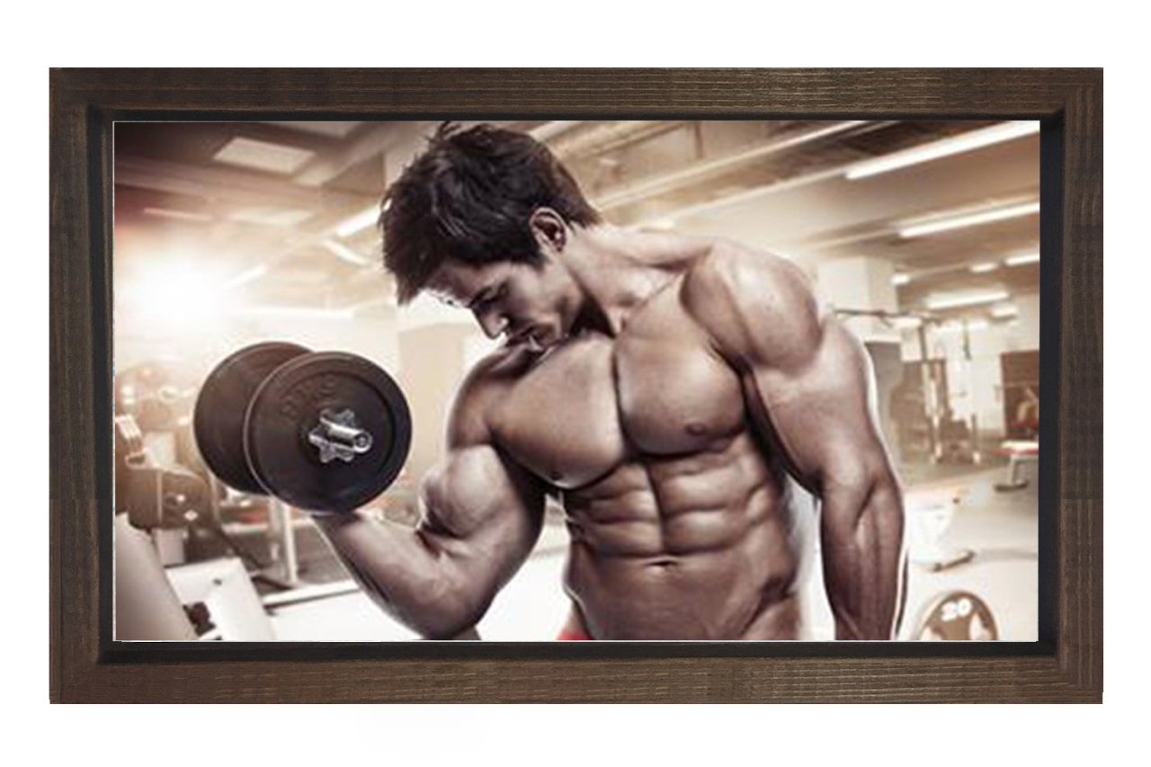 Fitness Yapan Adam Tablosu Kahverengi Ahşap - 50x90