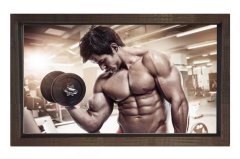 Fitness Yapan Adam Tablosu Kahverengi Ahşap - 50x90