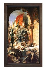 İstanbul'un Fethi Tablosu Kahverengi Ahşap Çerçeve - 50x70