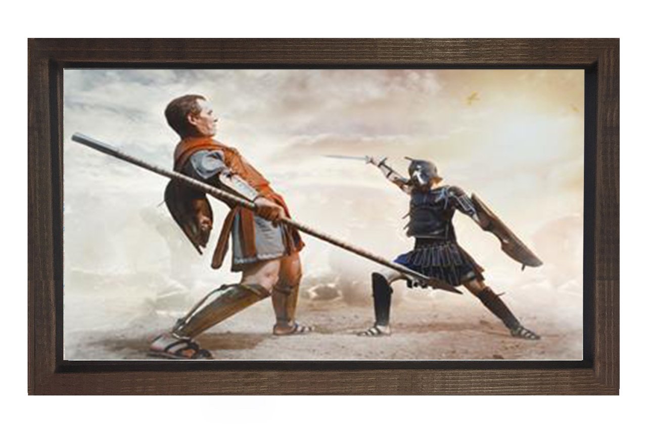 Kolezyum Savaşı Tablosu Kahverengi Ahşap Çerçeve - 100x150