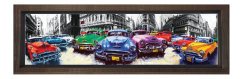 Classic Arabalar Tablosu Kahverengi Ahşap Çerçeve - 150x50