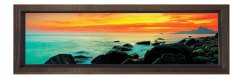 Deniz Manzarası Gün Batımı Tablosu Kahverengi Ahşap Çerçeve - 150x50