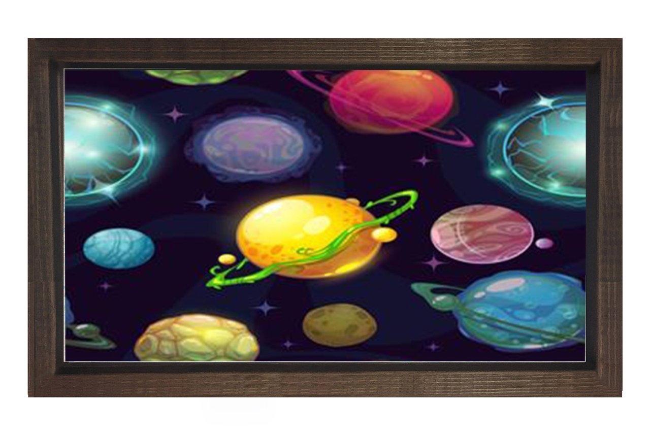 Uzay Ve Gezegenler Tablosu Kahverengi Ahşap Çerçeve - 50x70