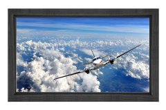 Bulut Ve Uçak Tablosu Tablosu Siyah Ahşap Çerçeve - 70x100