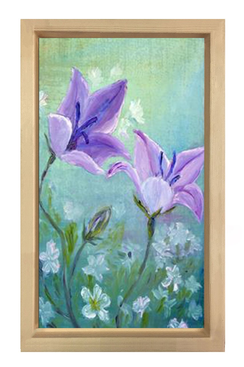 Mor Menekşe Tablosu Naturel Ahşap Çerçeve - 70x100