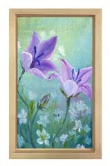 Mor Menekşe Tablosu Naturel Ahşap Çerçeve - 70x100