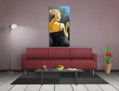 Sigara İçen Kadın Tablosu Çerçevesiz - 50x90