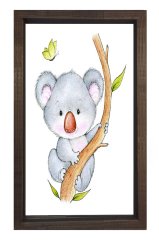 Sevimli Koala Ağaçta Tablosu Kahverengi Ahşap Çerçeve - 100x200